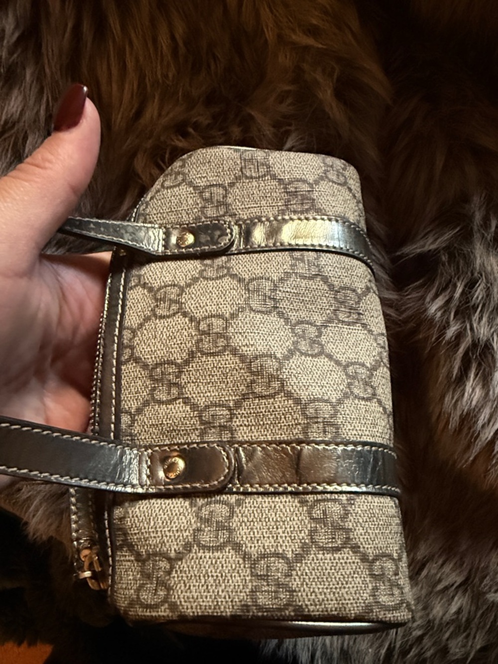 Gucci Beige GG Canvas Mini Satchel with Brown Leather Trim - Picture 5 of 6